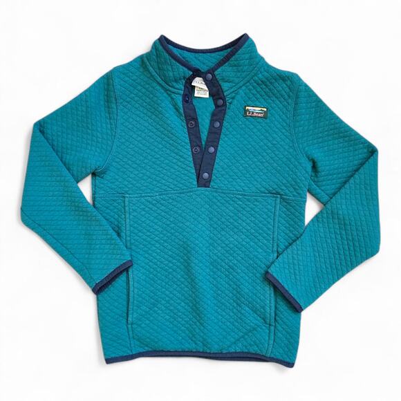 L.L.Bean Kids Quilted Snap Fleece Pullover Teal Blue Size 6X/7 - Picture 1 of 5